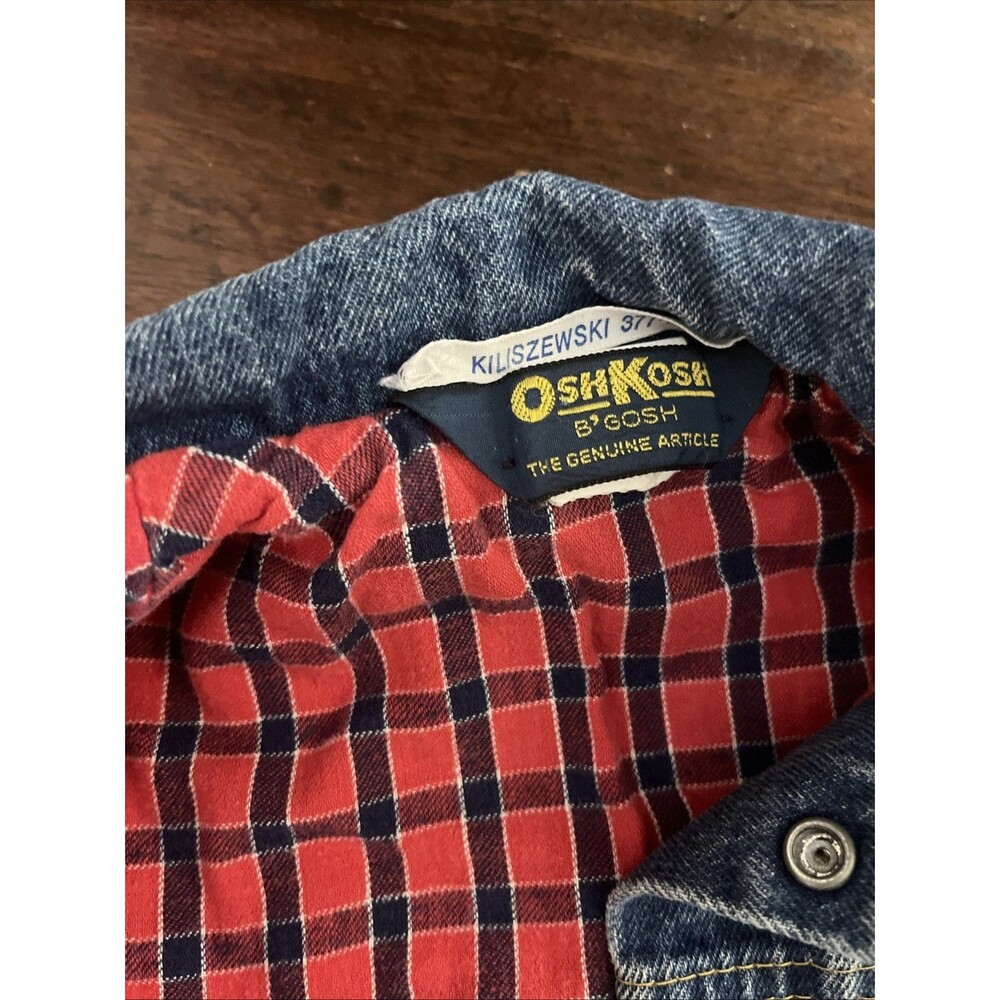 Vintage 90s OshKosh B'Gosh Denim Trucker Jacket Flannel Lined Kids Size 3T USA
